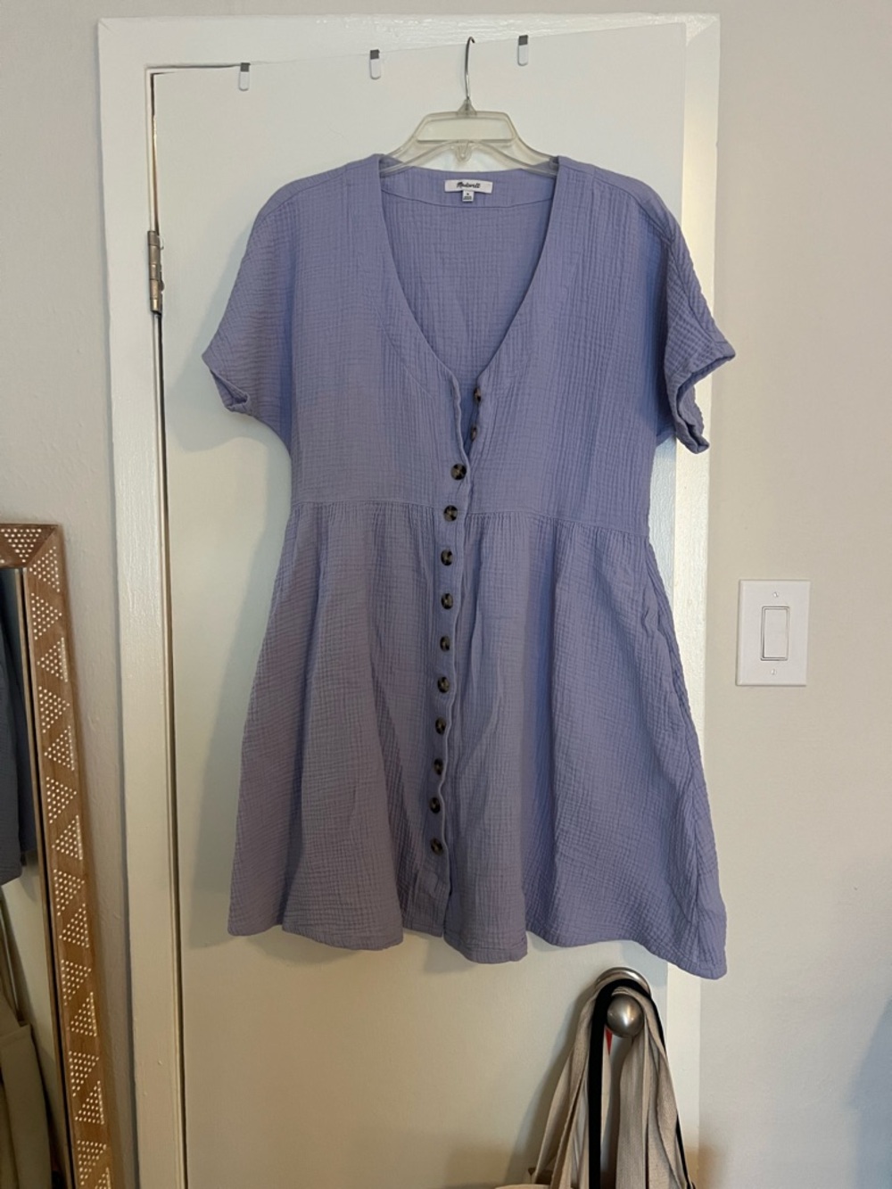 Madewell Lightspun Button Front Mini Dress